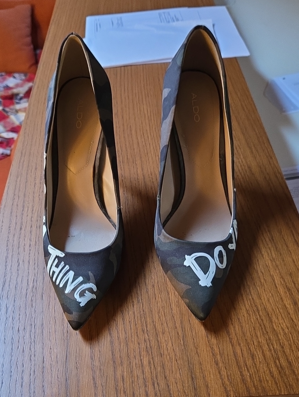 ALDO Women's Camo Pointed-Toe Pumps with White Painted Detail